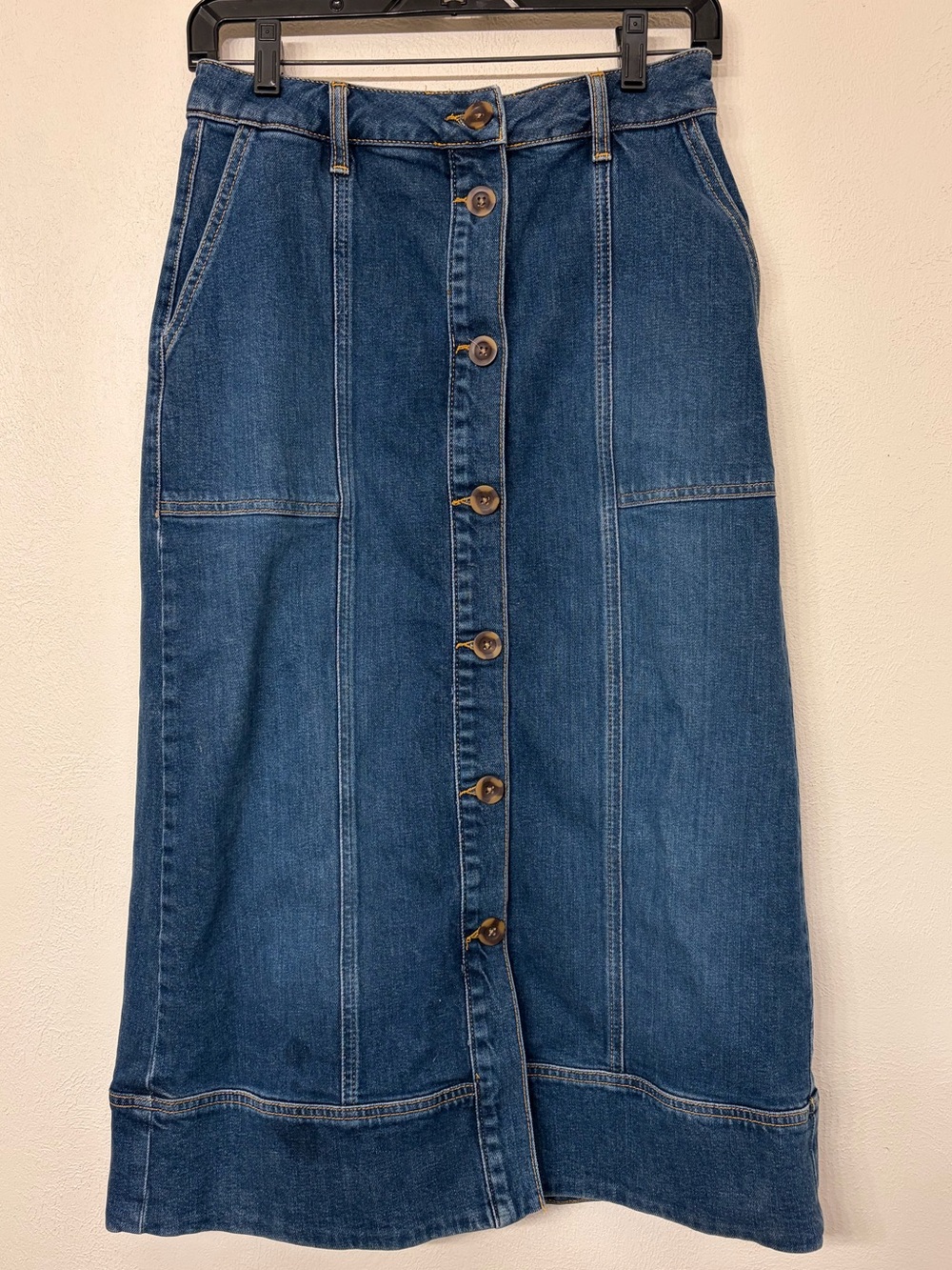 Boden Women's Straight Denim Midi Skirt Cottagecore Size 4R